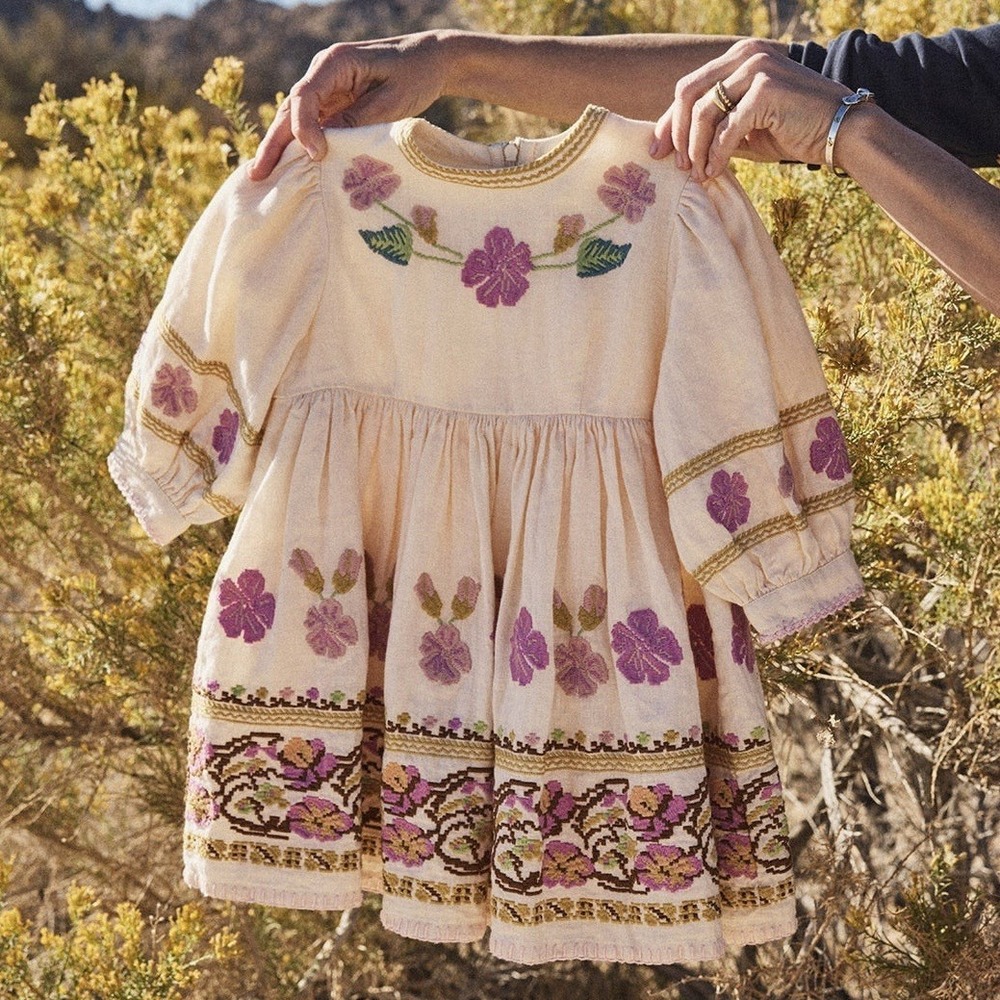 Apolina Kids Mya Dress‎ in String 3-5 Years Floral Embroidered Boho Girls